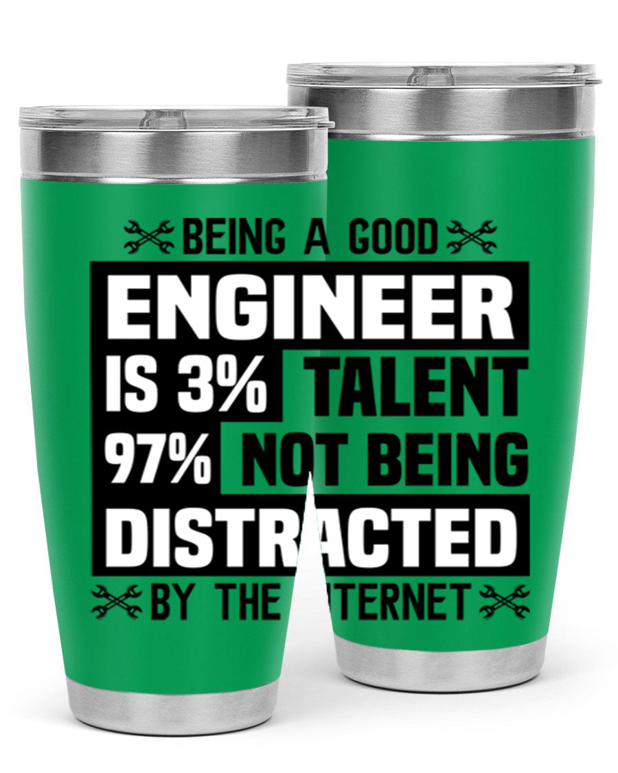 Being a Good Style 20oz Tumbler in stainless steel with a sleek design, featuring a press-in lid and copper lining for insulation.