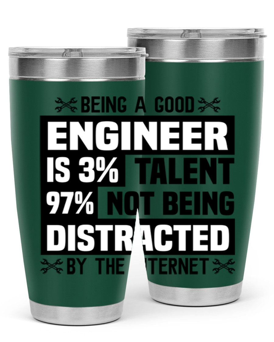 Being a Good Style 20oz Tumbler in stainless steel with a sleek design, featuring a press-in lid and copper lining for insulation.
