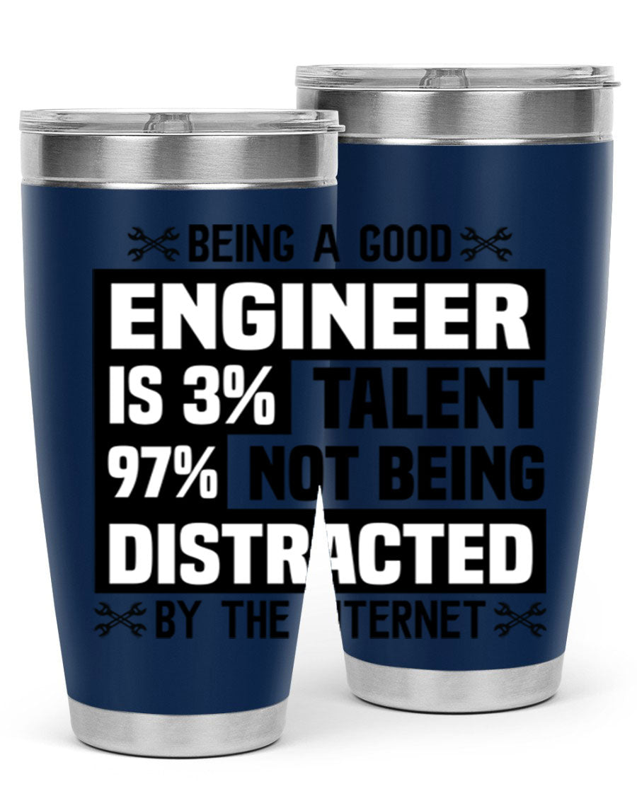 Being a Good Style 20oz Tumbler in stainless steel with a sleek design, featuring a press-in lid and copper lining for insulation.