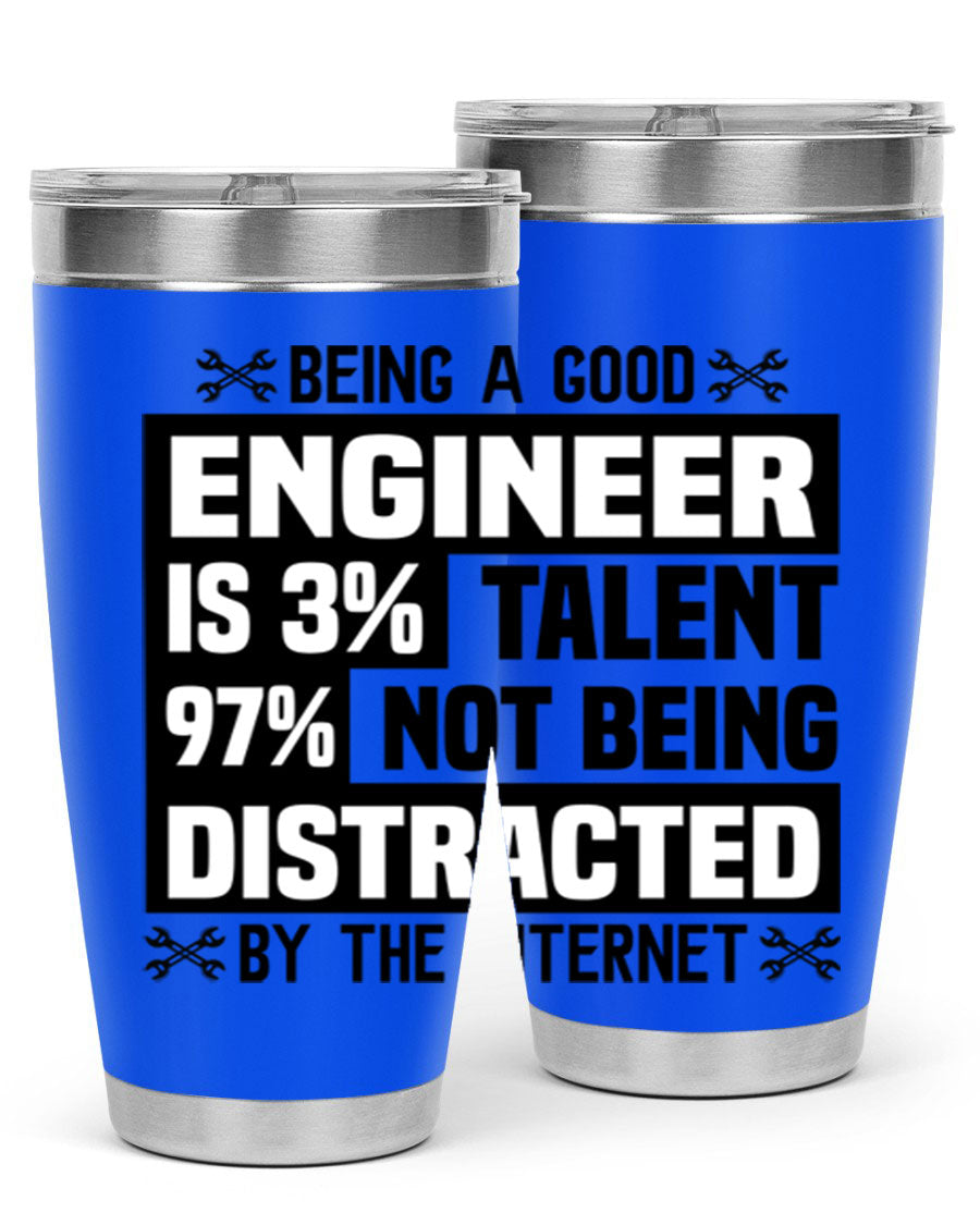 Being a Good Style 20oz Tumbler in stainless steel with a sleek design, featuring a press-in lid and copper lining for insulation.