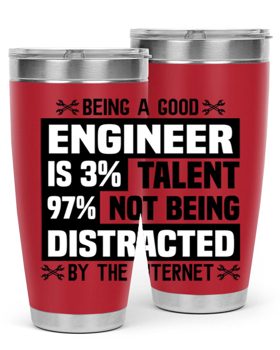 Being a Good Style 20oz Tumbler in stainless steel with a sleek design, featuring a press-in lid and copper lining for insulation.