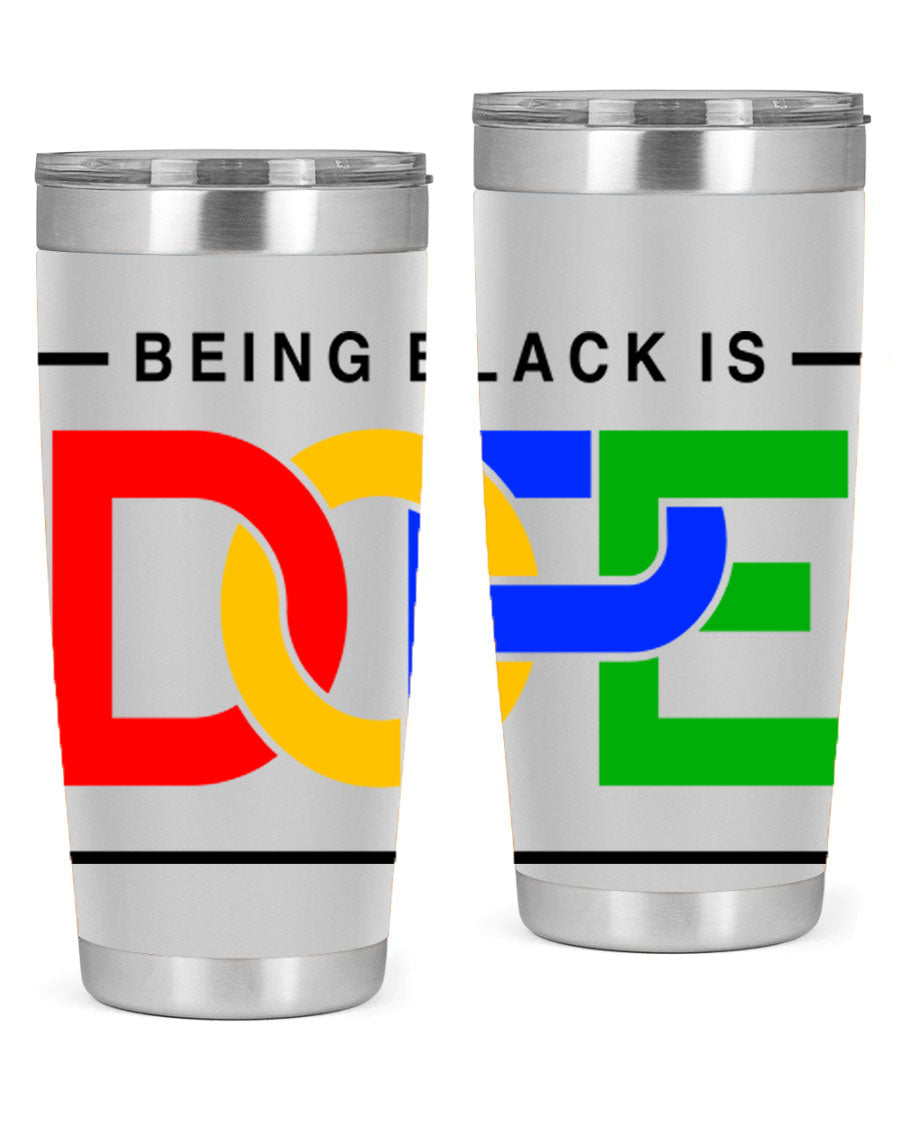 A stylish black cotton tank top featuring the phrase 'Being Black is Dope' in bold lettering, perfect for casual wear.