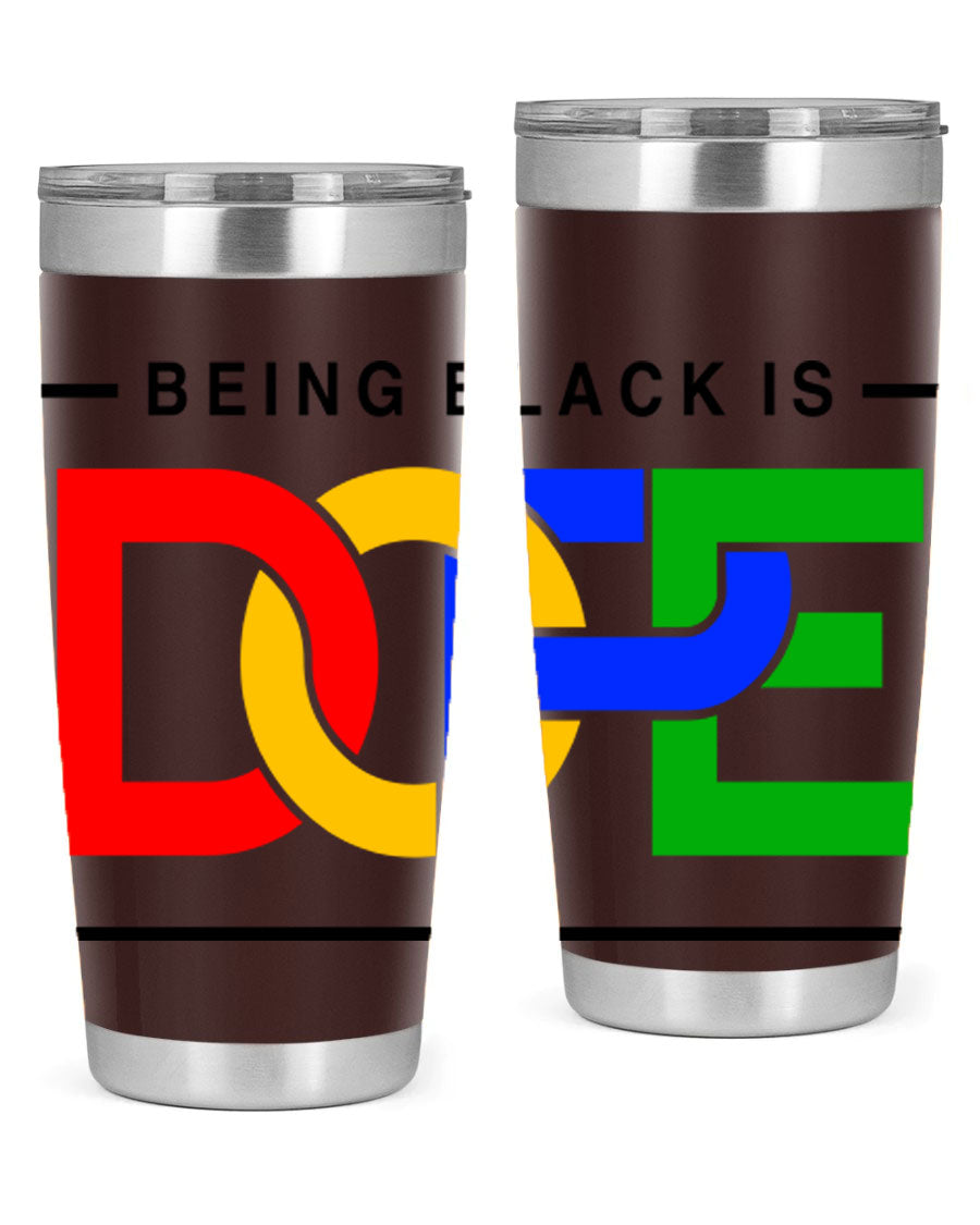 A stylish black cotton tank top featuring the phrase 'Being Black is Dope' in bold lettering, perfect for casual wear.