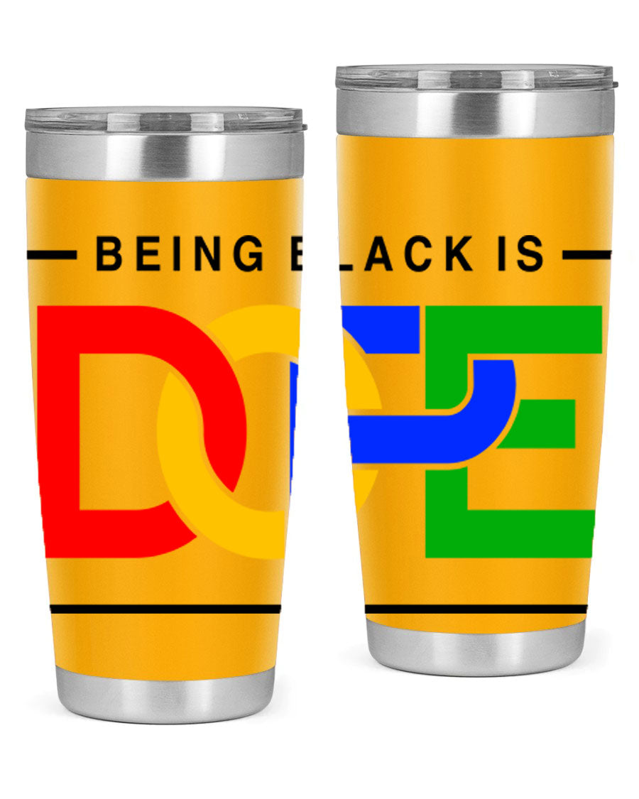 A stylish black cotton tank top featuring the phrase 'Being Black is Dope' in bold lettering, perfect for casual wear.