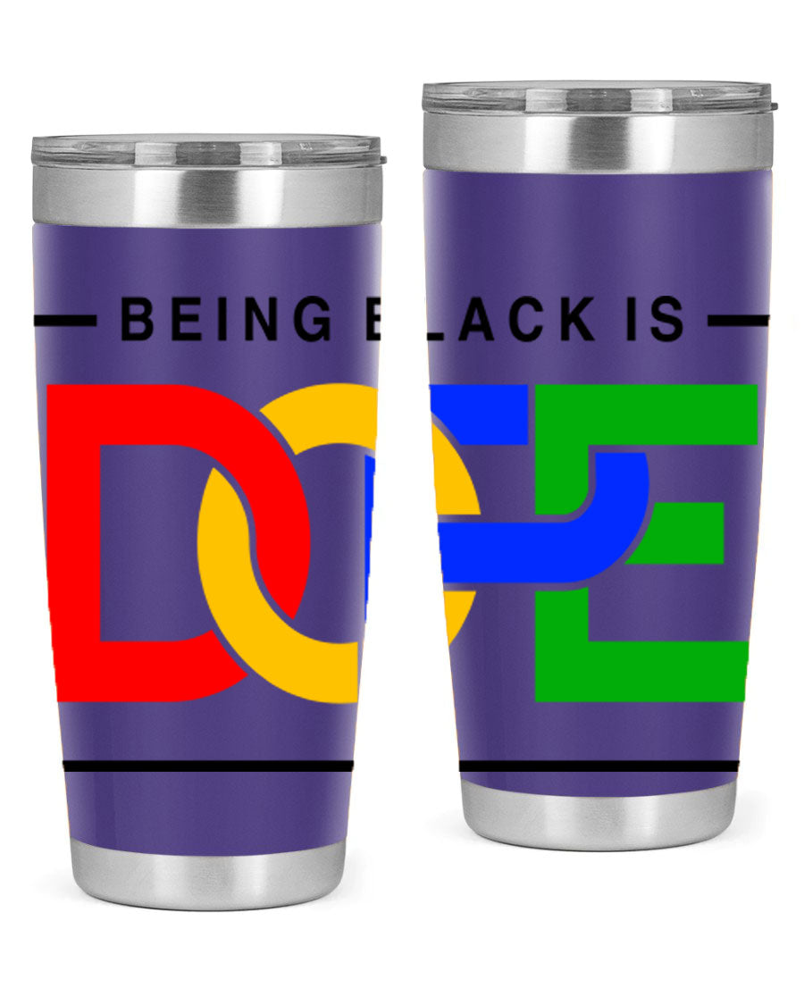 A stylish black cotton tank top featuring the phrase 'Being Black is Dope' in bold lettering, perfect for casual wear.