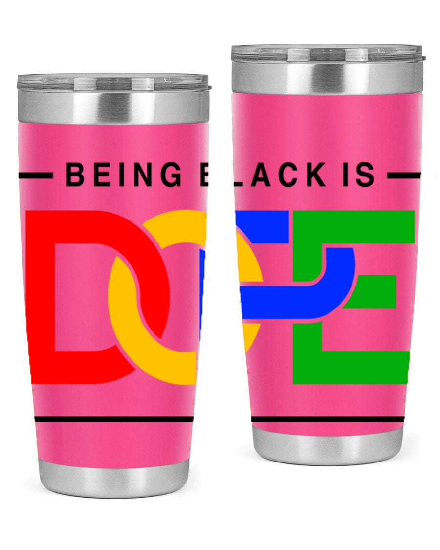 A stylish black cotton tank top featuring the phrase 'Being Black is Dope' in bold lettering, perfect for casual wear.