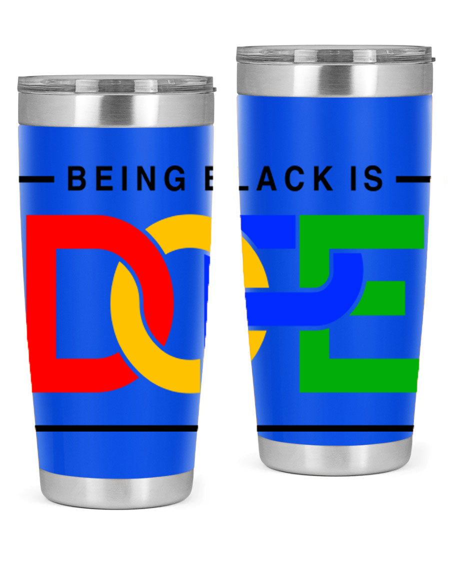 A stylish black cotton tank top featuring the phrase 'Being Black is Dope' in bold lettering, perfect for casual wear.