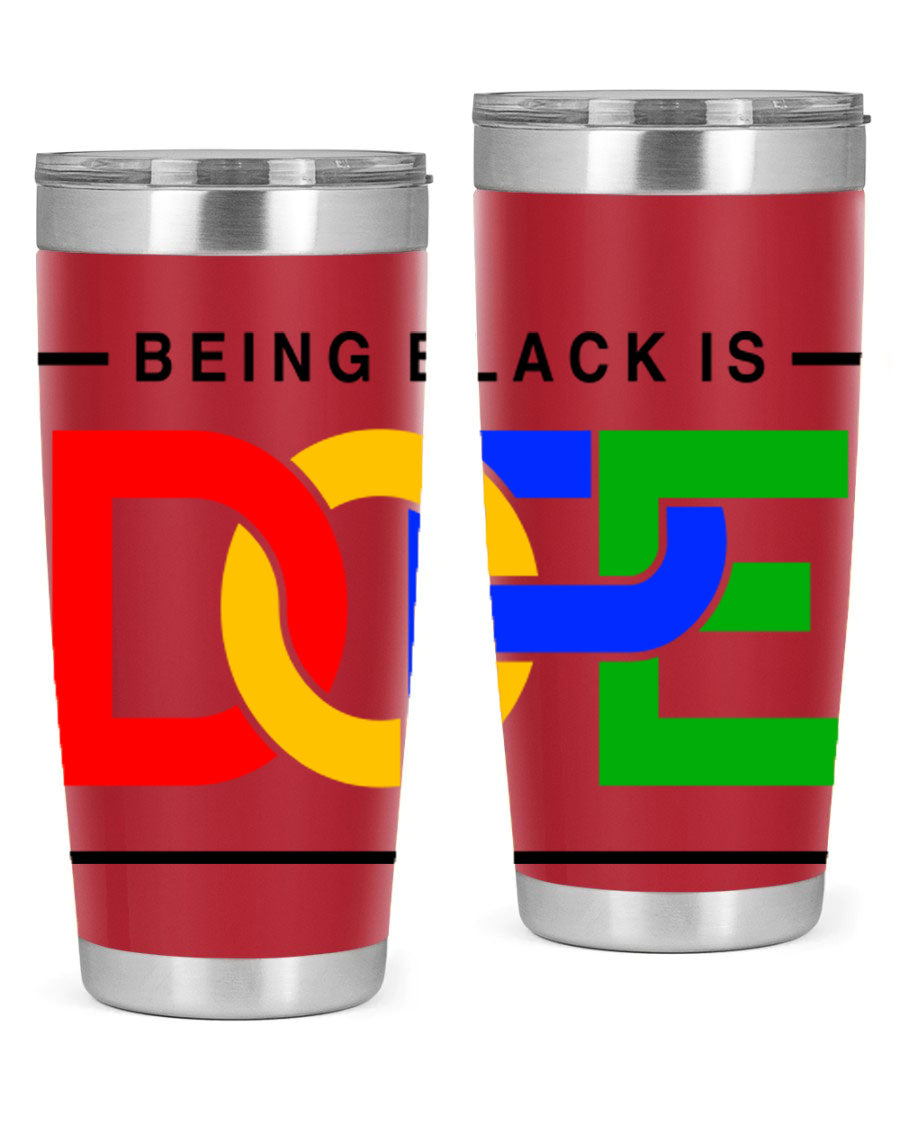 A stylish black cotton tank top featuring the phrase 'Being Black is Dope' in bold lettering, perfect for casual wear.