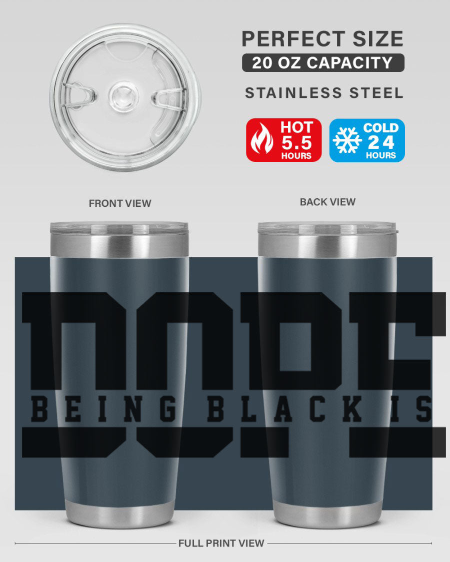 A stylish black cotton tank top featuring the phrase 'Being Black is Dope' in bold letters, perfect for casual wear.