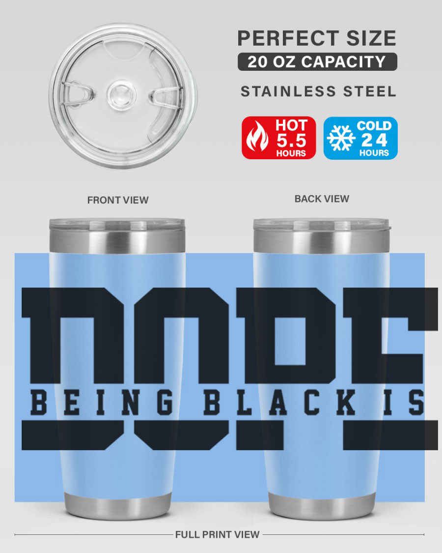 A stylish black cotton tank top featuring the phrase 'Being Black is Dope' in bold letters, perfect for casual wear.