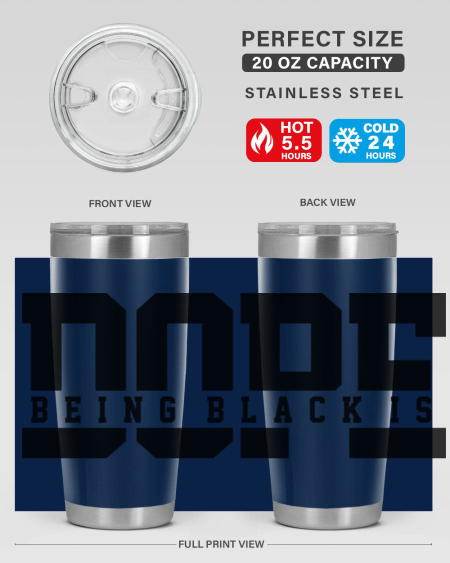 A stylish black cotton tank top featuring the phrase 'Being Black is Dope' in bold letters, perfect for casual wear.