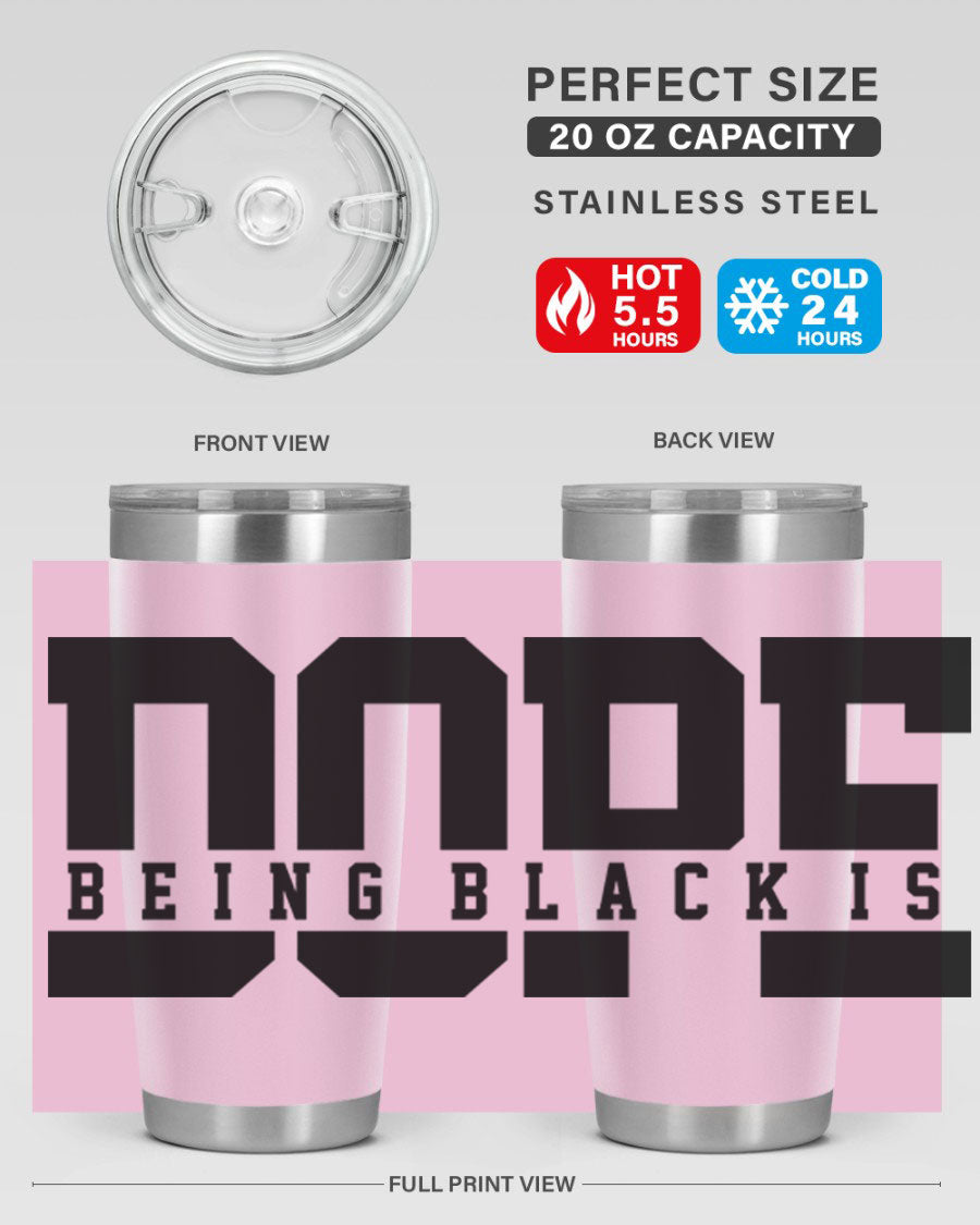 A stylish black cotton tank top featuring the phrase 'Being Black is Dope' in bold letters, perfect for casual wear.