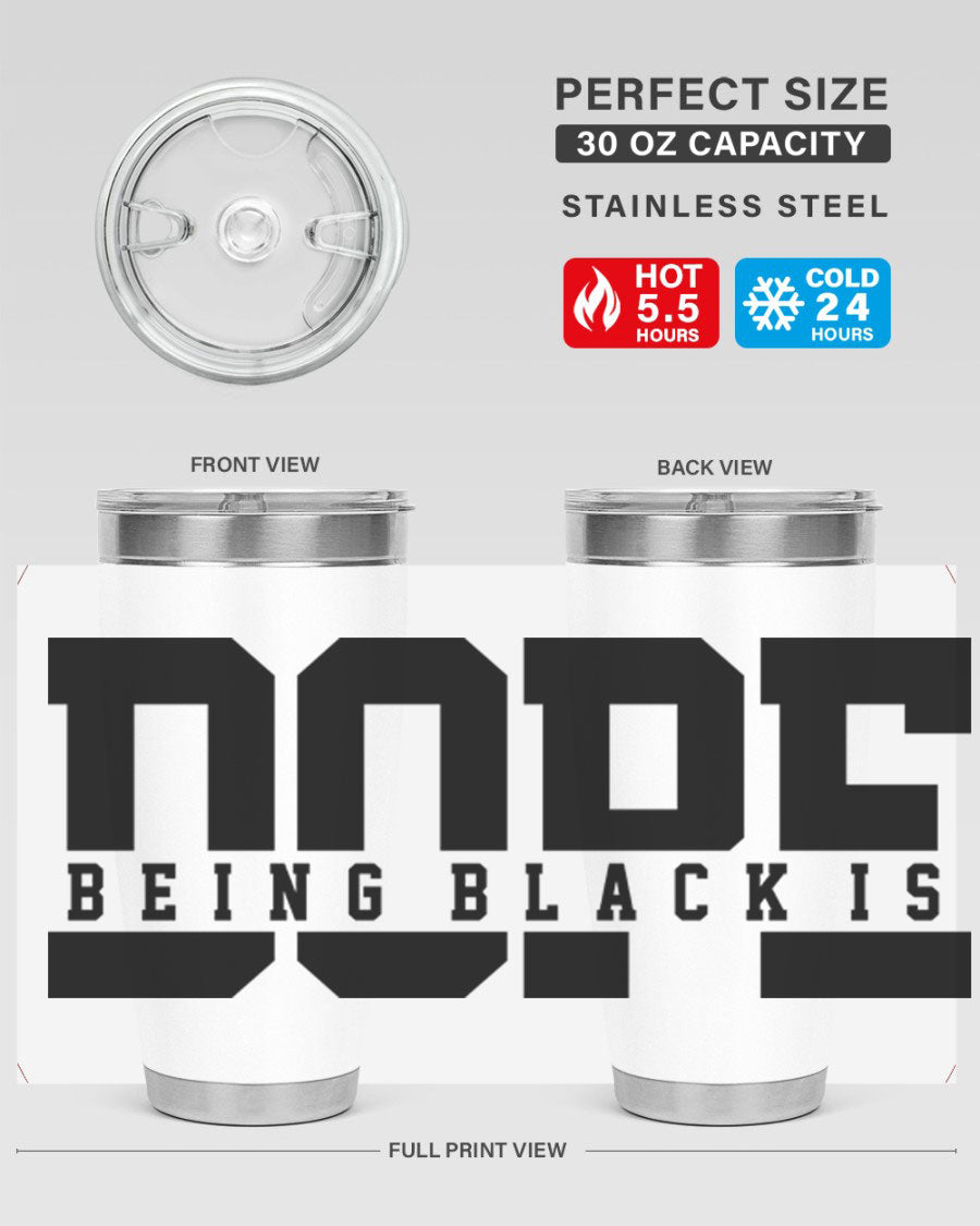 A stylish black cotton tank top featuring the phrase 'Being Black is Dope' in bold letters, perfect for casual wear.