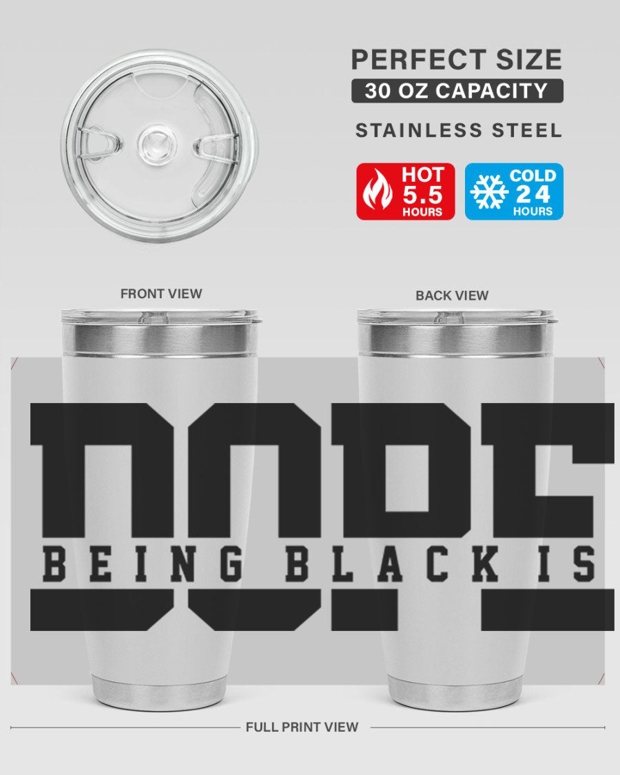 A stylish black cotton tank top featuring the phrase 'Being Black is Dope' in bold letters, perfect for casual wear.