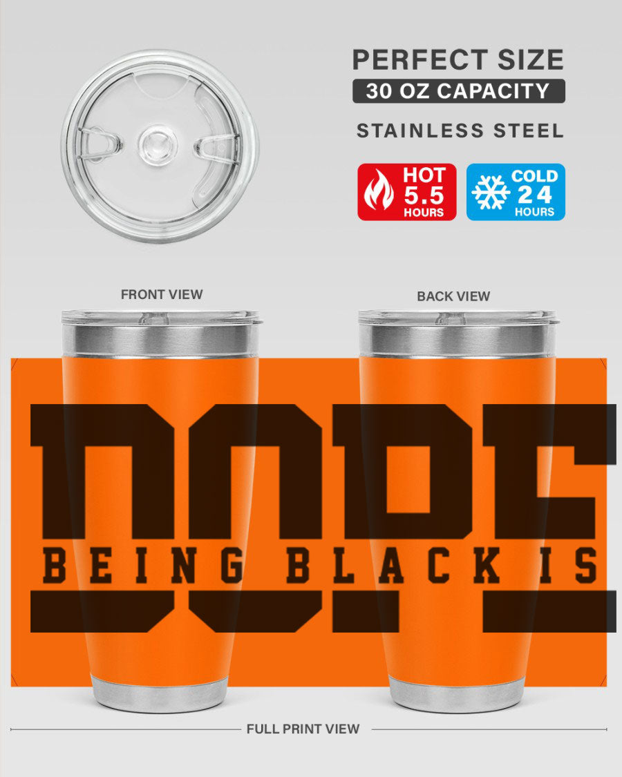 A stylish black cotton tank top featuring the phrase 'Being Black is Dope' in bold letters, perfect for casual wear.