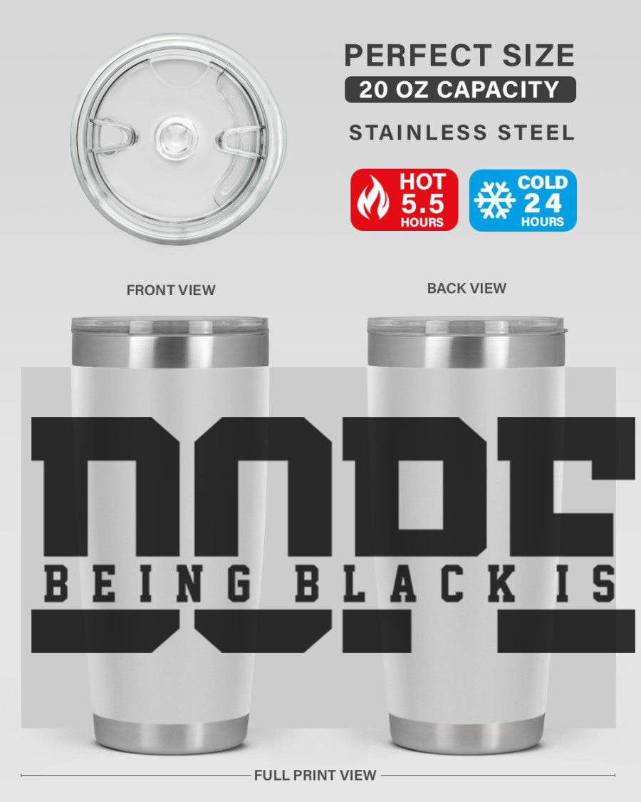 A stylish black cotton tank top featuring the phrase 'Being Black is Dope' in bold letters, perfect for casual wear.