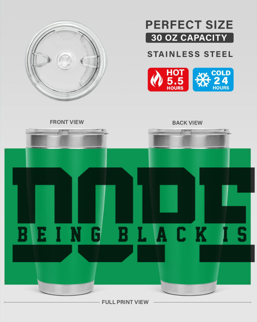 A stylish black cotton tank top featuring the phrase 'Being Black is Dope' in bold letters, perfect for casual wear.