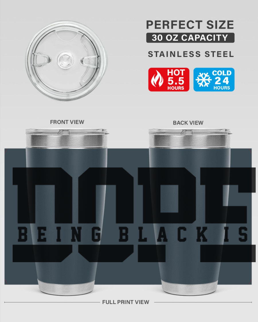 A stylish black cotton tank top featuring the phrase 'Being Black is Dope' in bold letters, perfect for casual wear.