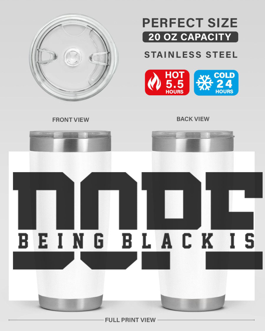 A stylish black cotton tank top featuring the phrase 'Being Black is Dope' in bold letters, perfect for casual wear.