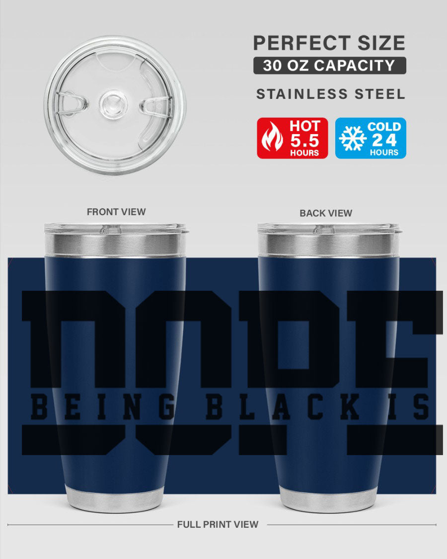 A stylish black cotton tank top featuring the phrase 'Being Black is Dope' in bold letters, perfect for casual wear.