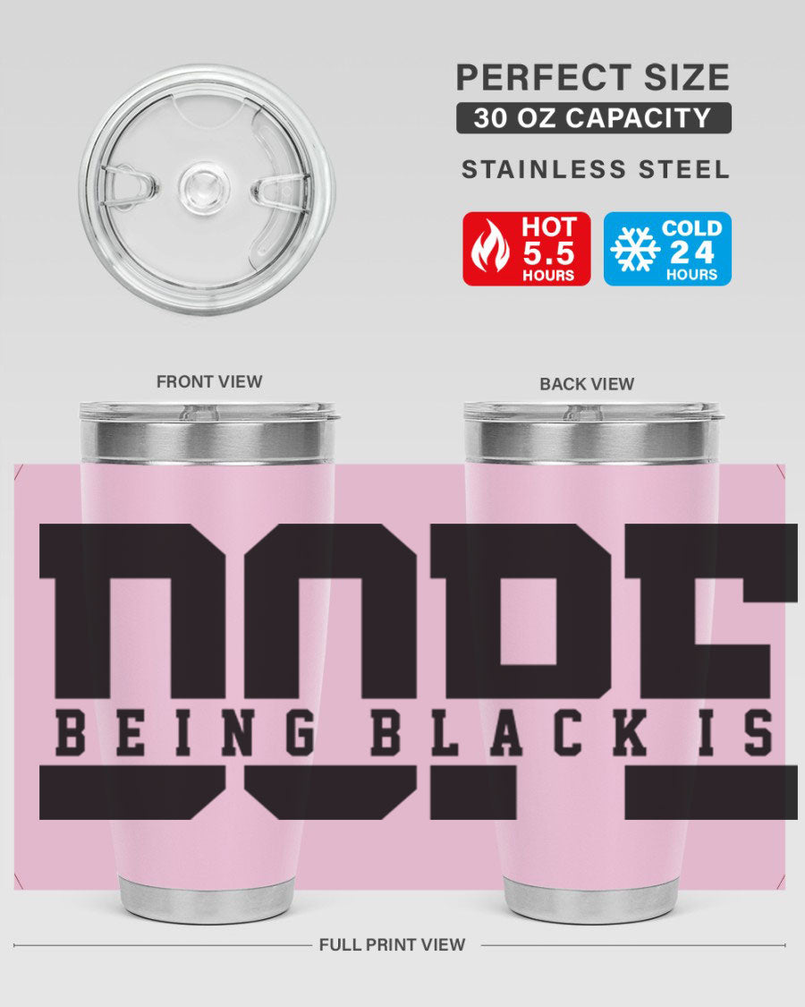 A stylish black cotton tank top featuring the phrase 'Being Black is Dope' in bold letters, perfect for casual wear.