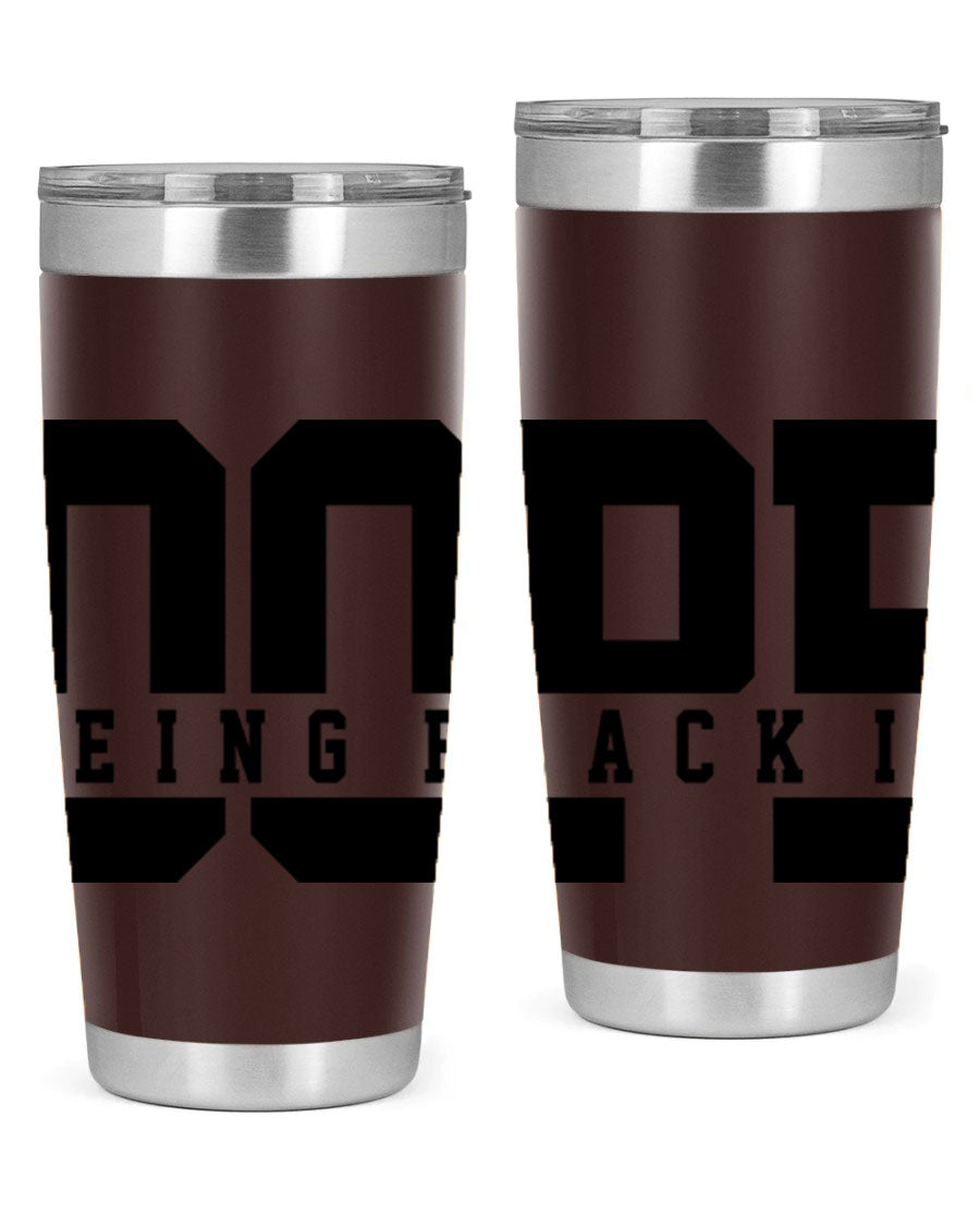 A stylish black cotton tank top featuring the phrase 'Being Black is Dope' in bold letters, perfect for casual wear.