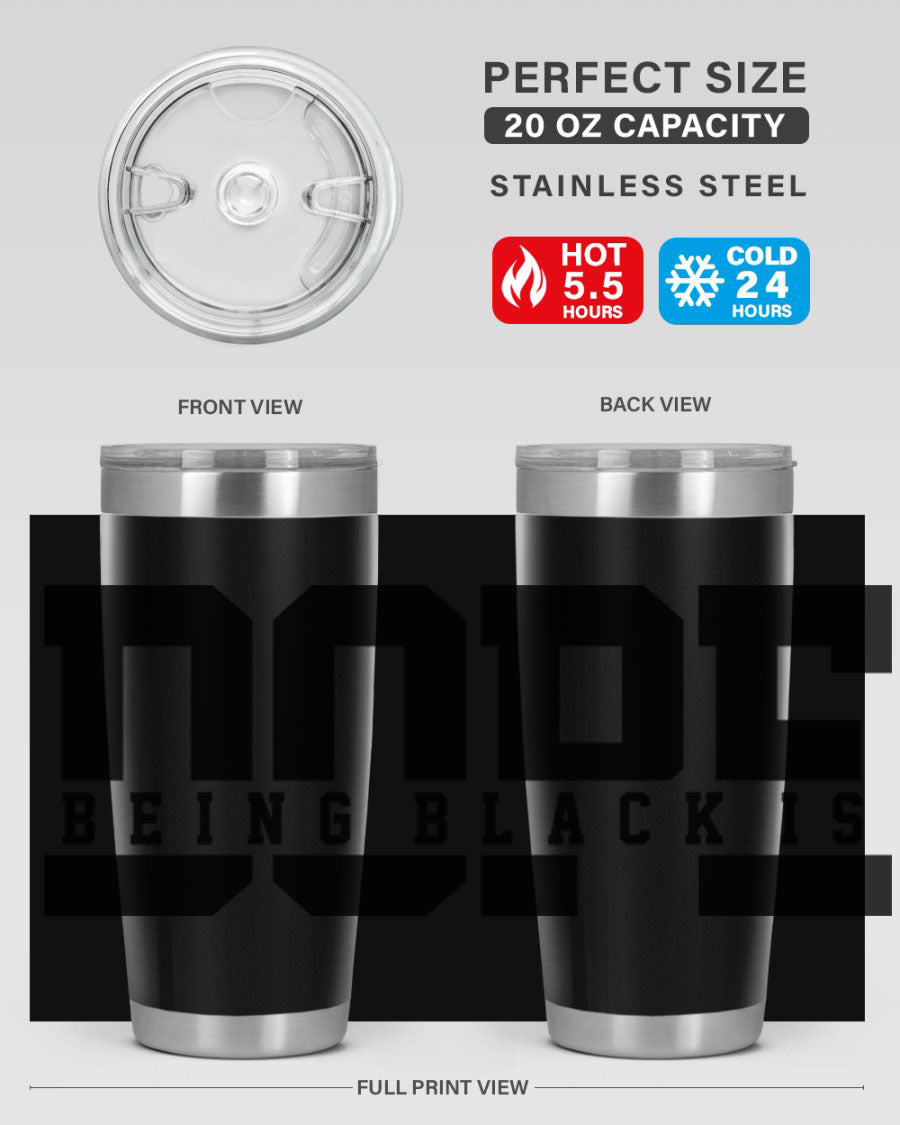 A stylish black cotton tank top featuring the phrase 'Being Black is Dope' in bold letters, perfect for casual wear.