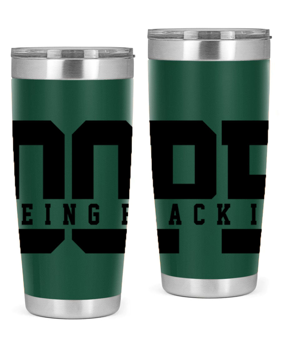 A stylish black cotton tank top featuring the phrase 'Being Black is Dope' in bold letters, perfect for casual wear.