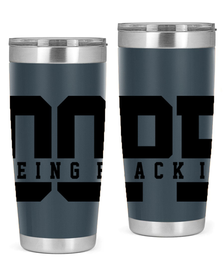 A stylish black cotton tank top featuring the phrase 'Being Black is Dope' in bold letters, perfect for casual wear.