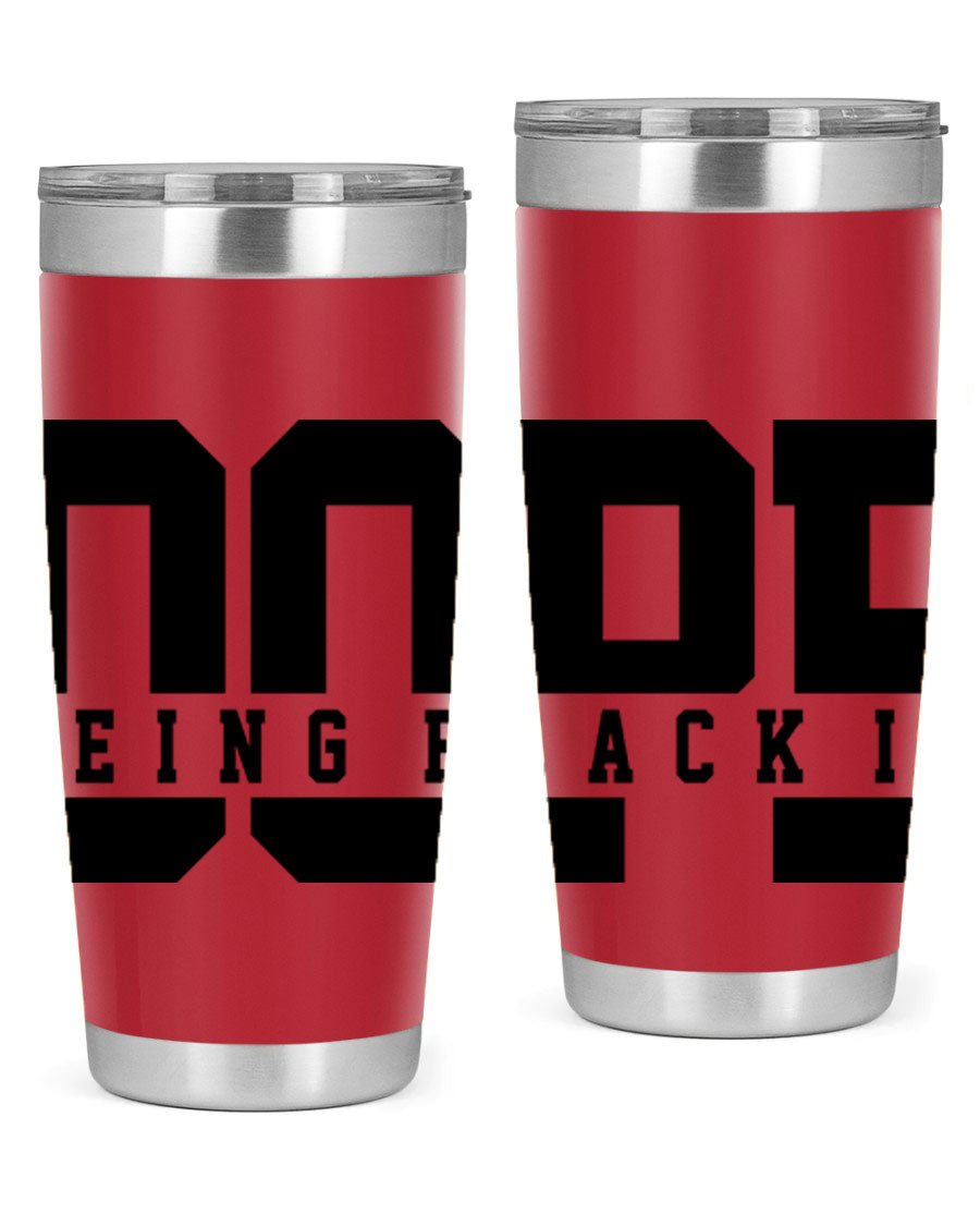 A stylish black cotton tank top featuring the phrase 'Being Black is Dope' in bold letters, perfect for casual wear.