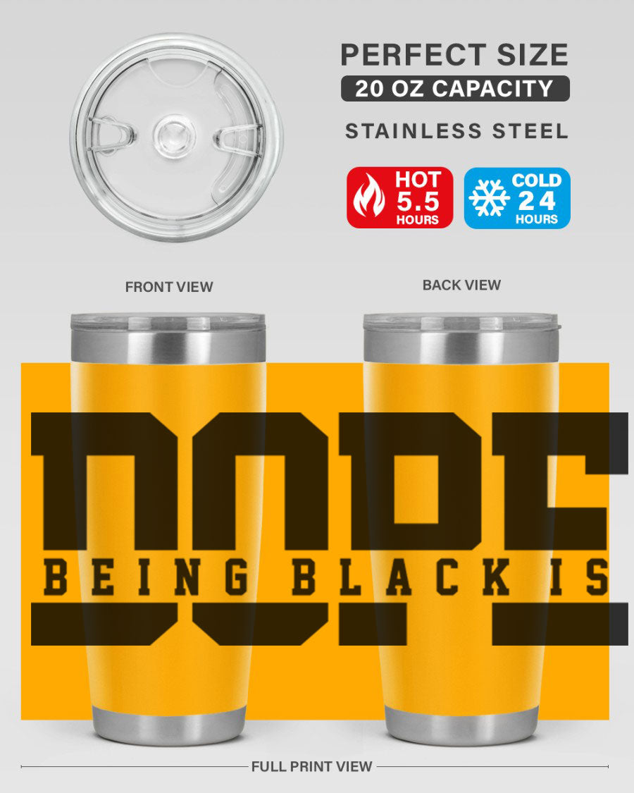 A stylish black cotton tank top featuring the phrase 'Being Black is Dope' in bold letters, perfect for casual wear.