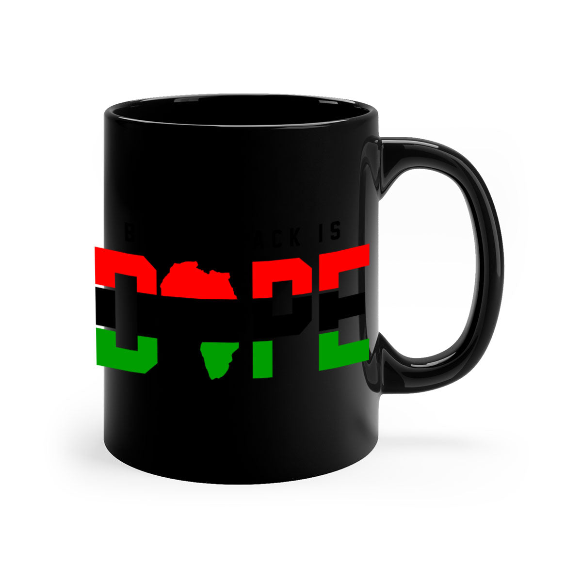 A stylish two-tone coffee mug featuring the phrase 'Being Black is Dope Africa 257#', available in multiple colors with a glossy finish.