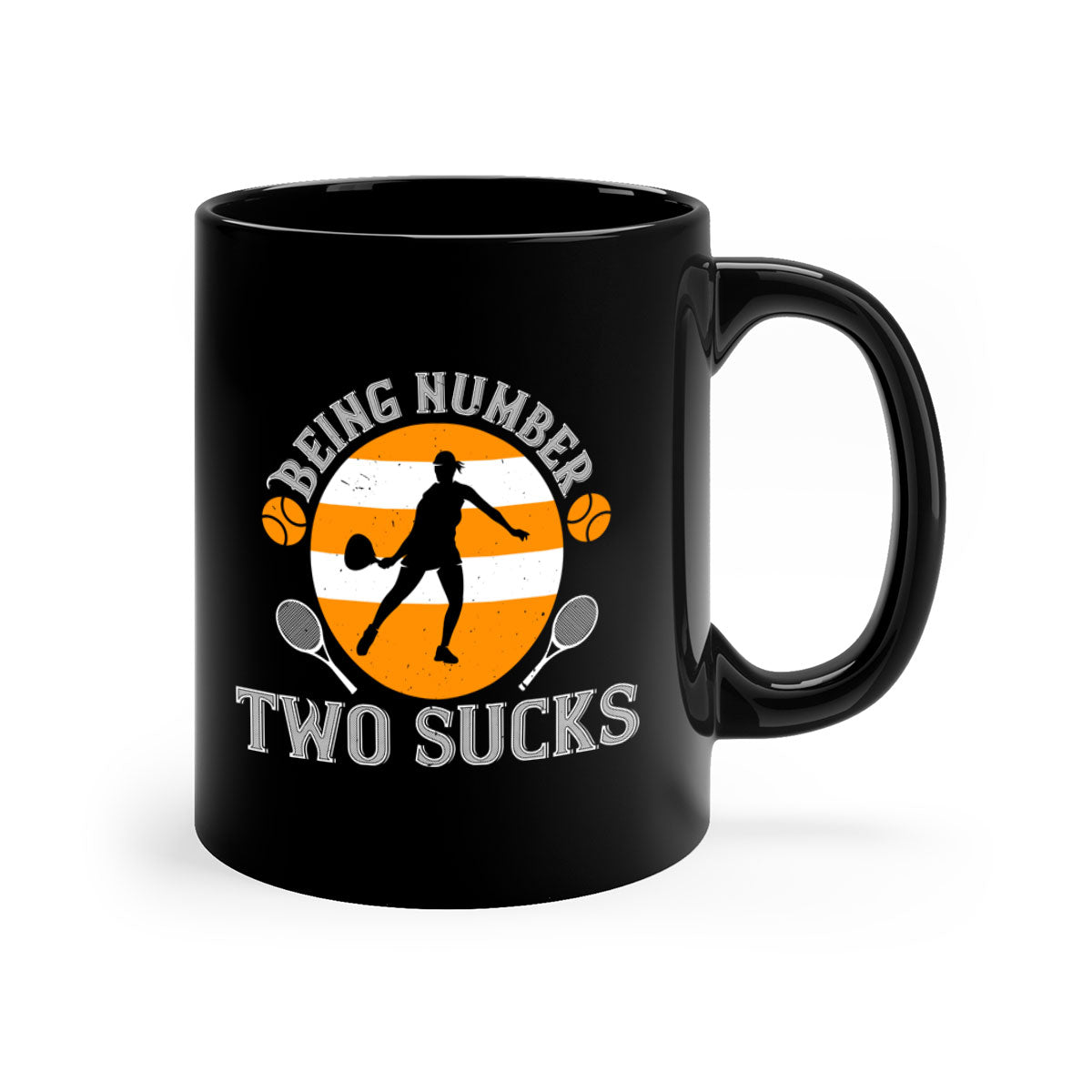 Being Number Two Sucks Mug with colorful handle and glossy finish, available in multiple colors.