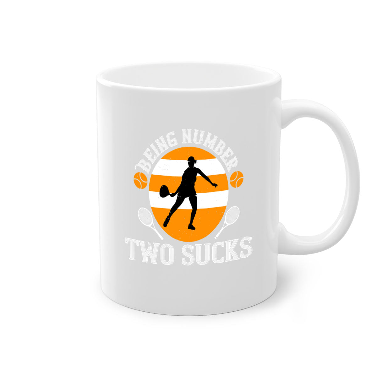Being Number Two Sucks Mug with colorful handle and glossy finish, available in multiple colors.