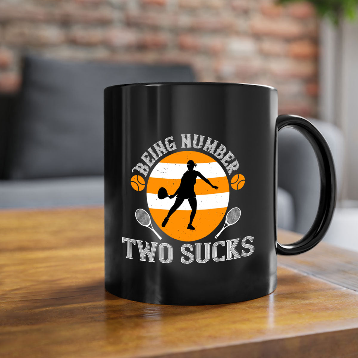 Being Number Two Sucks Mug with colorful handle and glossy finish, available in multiple colors.