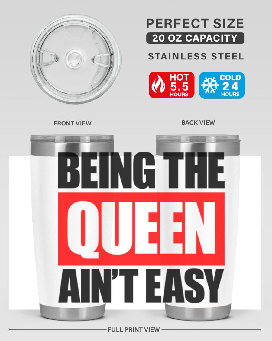 A stylish black cotton tank top featuring the phrase 'Being the Queen Ain't Easy' in bold letters, perfect for casual wear.