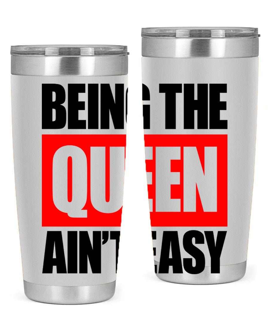 A stylish black cotton tank top featuring the phrase 'Being the Queen Ain't Easy' in bold letters, perfect for casual wear.