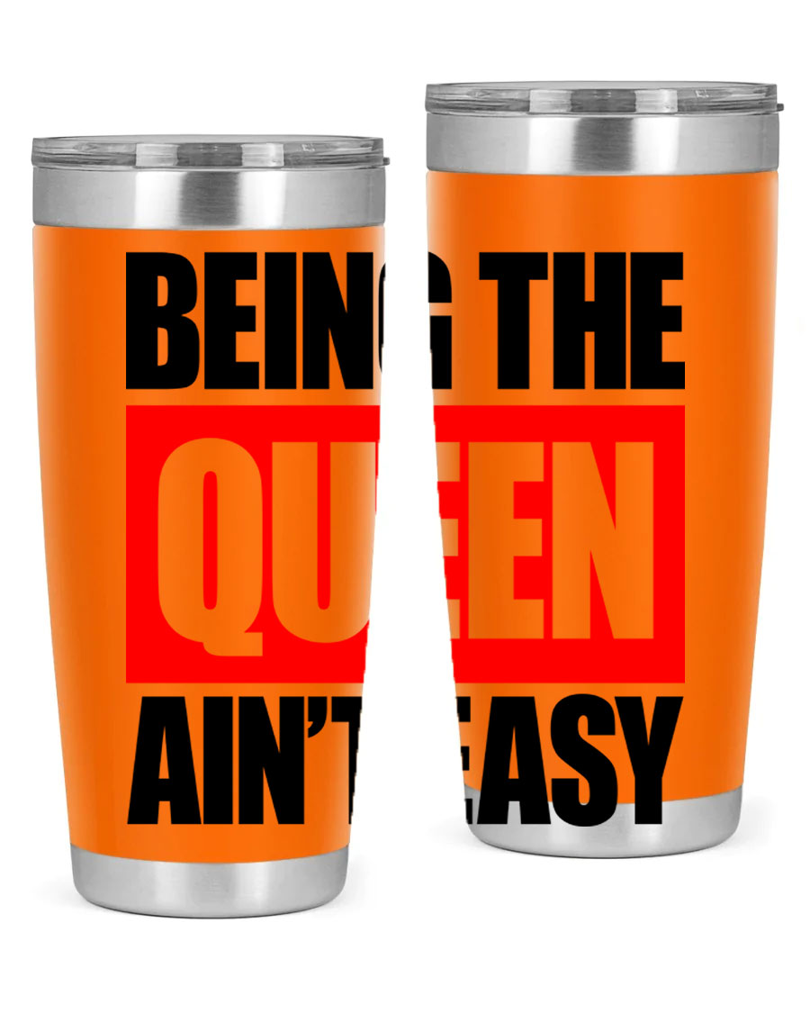 A stylish black cotton tank top featuring the phrase 'Being the Queen Ain't Easy' in bold letters, perfect for casual wear.