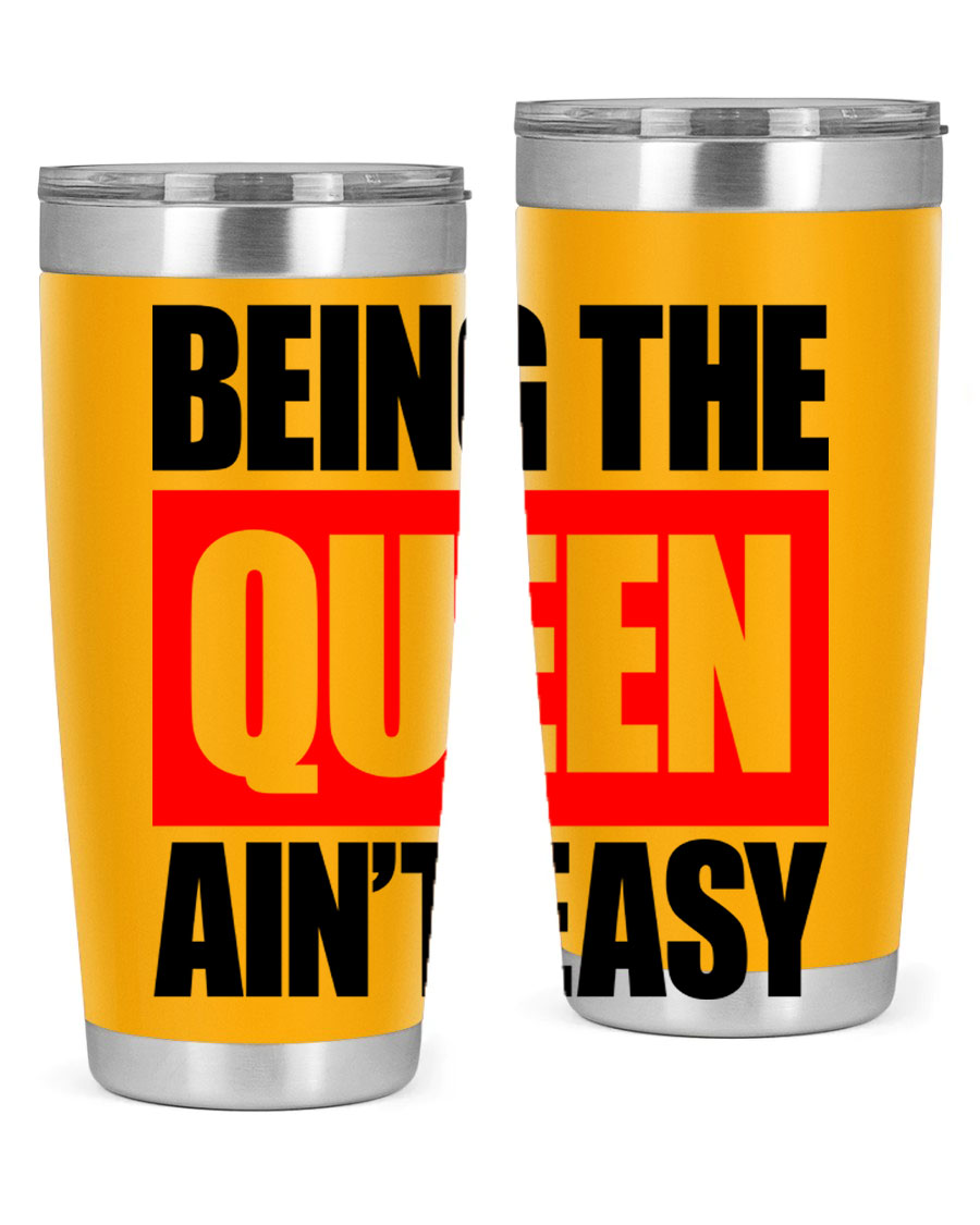 A stylish black cotton tank top featuring the phrase 'Being the Queen Ain't Easy' in bold letters, perfect for casual wear.