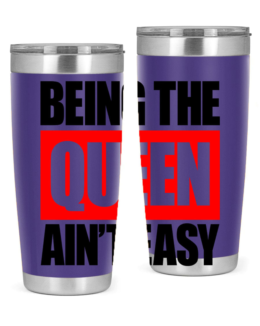 A stylish black cotton tank top featuring the phrase 'Being the Queen Ain't Easy' in bold letters, perfect for casual wear.