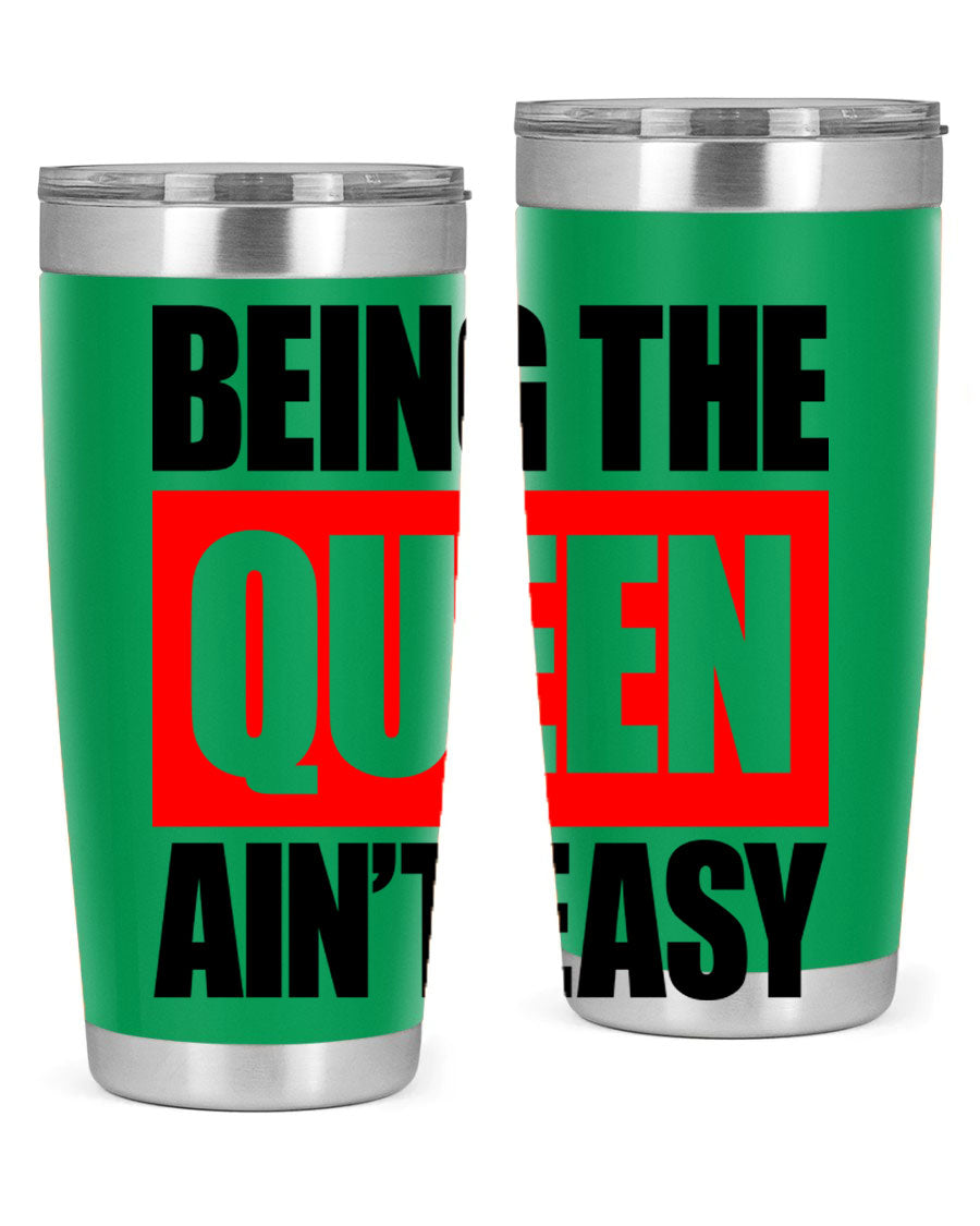 A stylish black cotton tank top featuring the phrase 'Being the Queen Ain't Easy' in bold letters, perfect for casual wear.