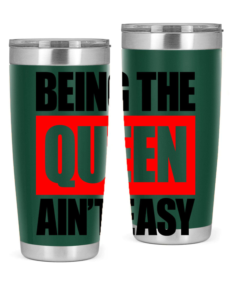 A stylish black cotton tank top featuring the phrase 'Being the Queen Ain't Easy' in bold letters, perfect for casual wear.