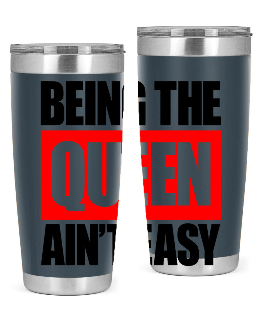 A stylish black cotton tank top featuring the phrase 'Being the Queen Ain't Easy' in bold letters, perfect for casual wear.