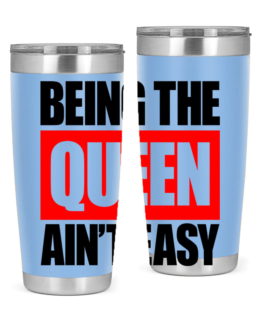 A stylish black cotton tank top featuring the phrase 'Being the Queen Ain't Easy' in bold letters, perfect for casual wear.