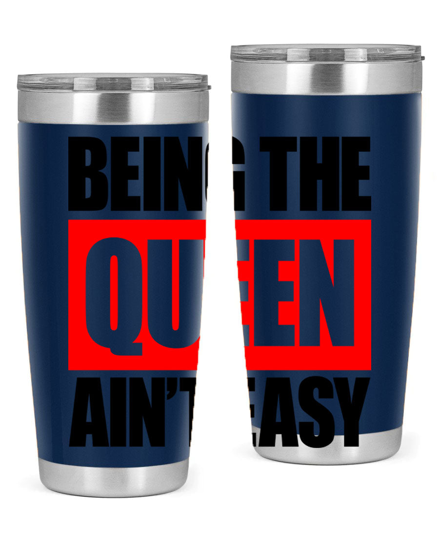 A stylish black cotton tank top featuring the phrase 'Being the Queen Ain't Easy' in bold letters, perfect for casual wear.