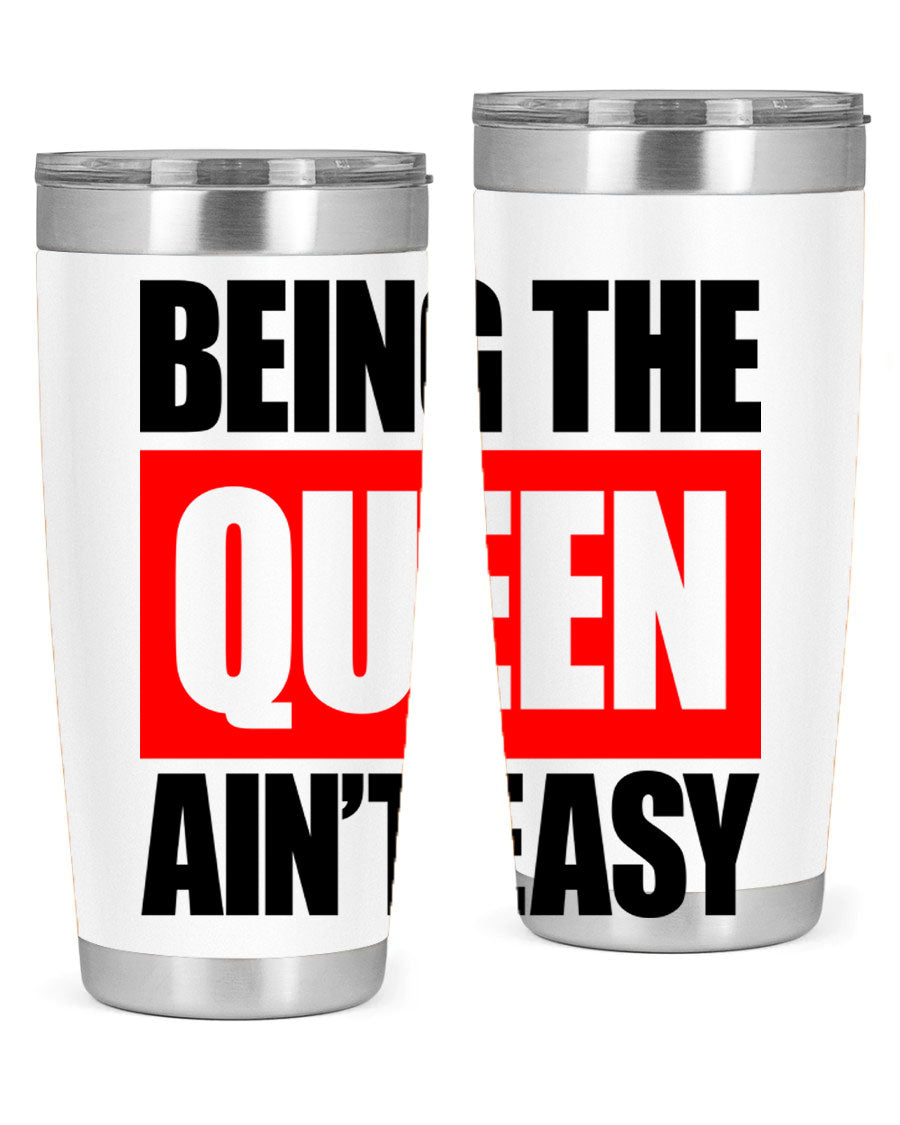 A stylish black cotton tank top featuring the phrase 'Being the Queen Ain't Easy' in bold letters, perfect for casual wear.