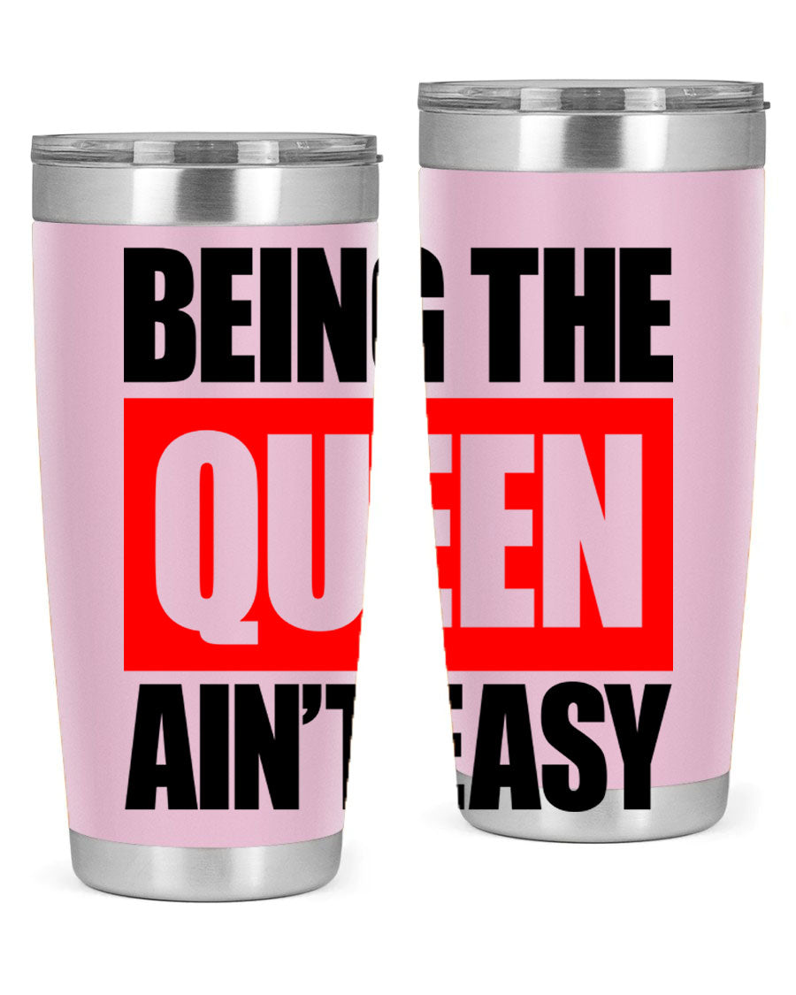 A stylish black cotton tank top featuring the phrase 'Being the Queen Ain't Easy' in bold letters, perfect for casual wear.