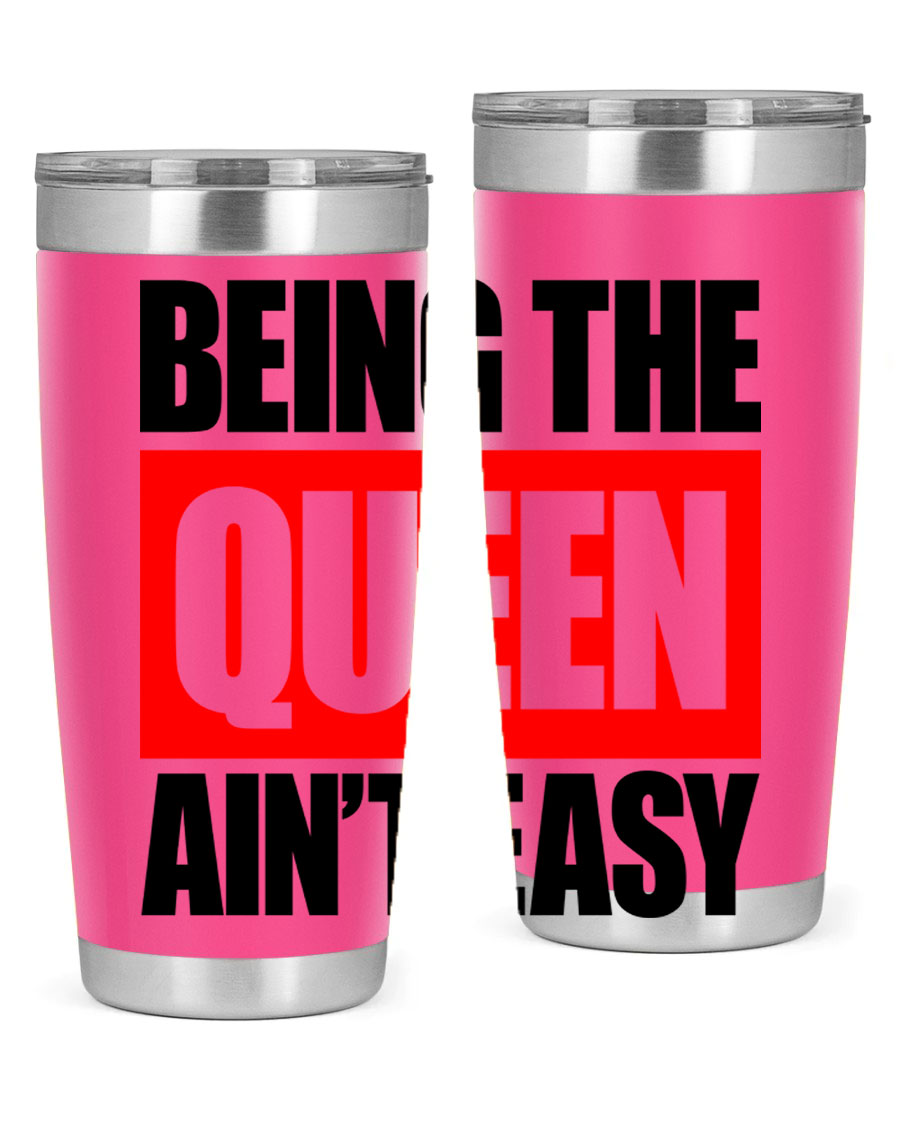 A stylish black cotton tank top featuring the phrase 'Being the Queen Ain't Easy' in bold letters, perfect for casual wear.