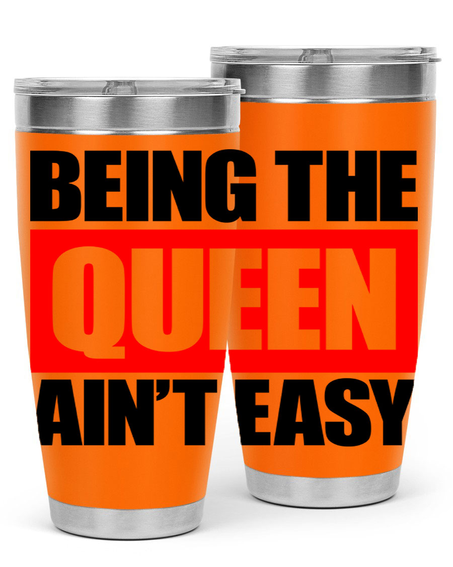 A stylish black cotton tank top featuring the phrase 'Being the Queen Ain't Easy' in bold letters, perfect for casual wear.