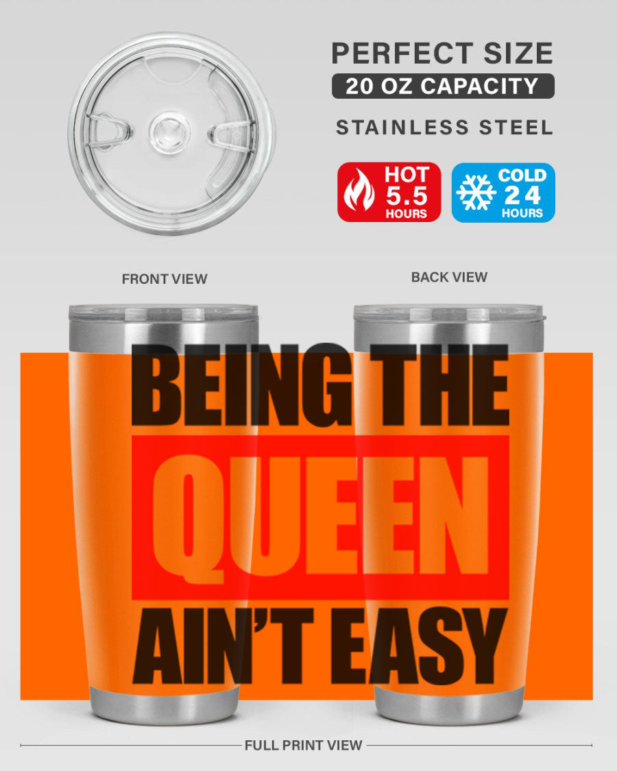 A stylish black cotton tank top featuring the phrase 'Being the Queen Ain't Easy' in bold letters, perfect for casual wear.